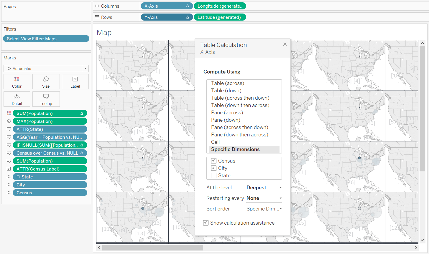 Customizing a Table Calculation to Add Dimensions to Addressing