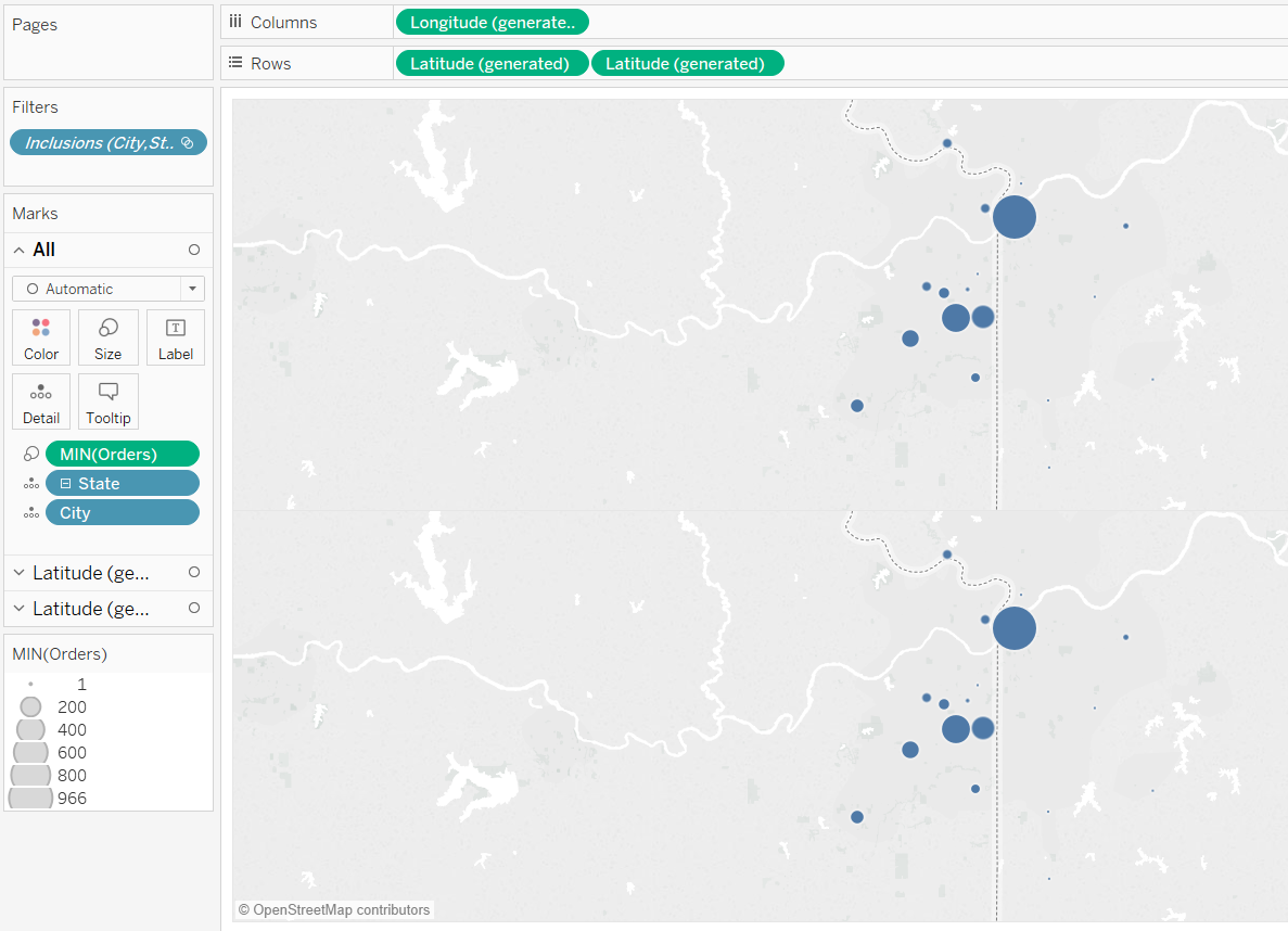 Tableau BBQ Orders by City and State on Two Rows